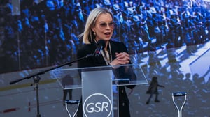 Photo of City of Reno Mayor Hillary Schieve speaking at GSR Arena Groundbreaking Ceremony on Tuesday, September 30, 2025.