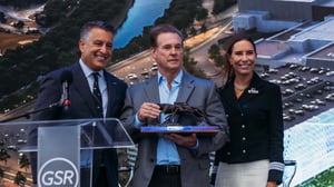 Photo of University of Nevada, Reno Statue Presentation to Alex Meruelo at GSR Arena Groundbreaking Ceremony on Tuesday, September 30, 2025.