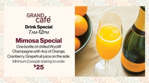 Image of Wycliff Champagne with 4oz of orange, cranberry, grapefruit juice on the side.