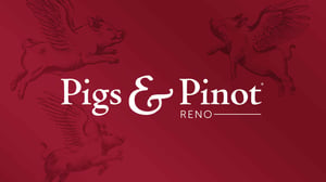 Logo for the event Pigs & Pinot in Reno, Nevada.