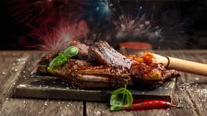 image of BBQ pork ribs for 4th of July Buffet