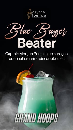 Promotion image of Blue Buzzer Beater drink.