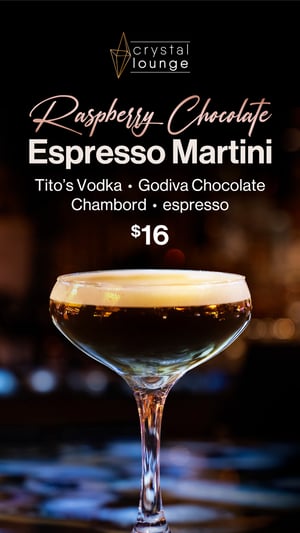 Drink call Raspberry Chocolate which is a drink of Espresso Martini.