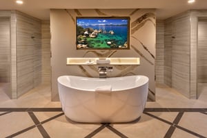 Photo of bathroom tub in the Diplomat Suite at Grand Sierra Resort in Reno, Nevada.