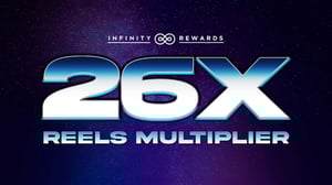 Image of promotional creative for Infinity Rewards 26X Reels Multiplier event.