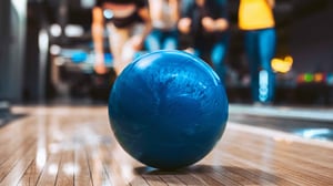 Image of blue bowling ball for the promotion Let It Roll.