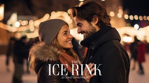 Image of couple at the ice skating ring with logo for The Ice Rink.