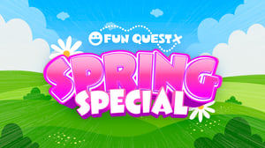 Fun promotion with the text Fun Quest Spring Special with a background of rolling green hills.