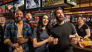 Photo of fans cheering a game at Chickie's & Pete's Reno at Grand Sierra Resort. 