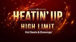 Promotion title for Heatin' Up High Limit Hot Seats and Drawings gaming event.